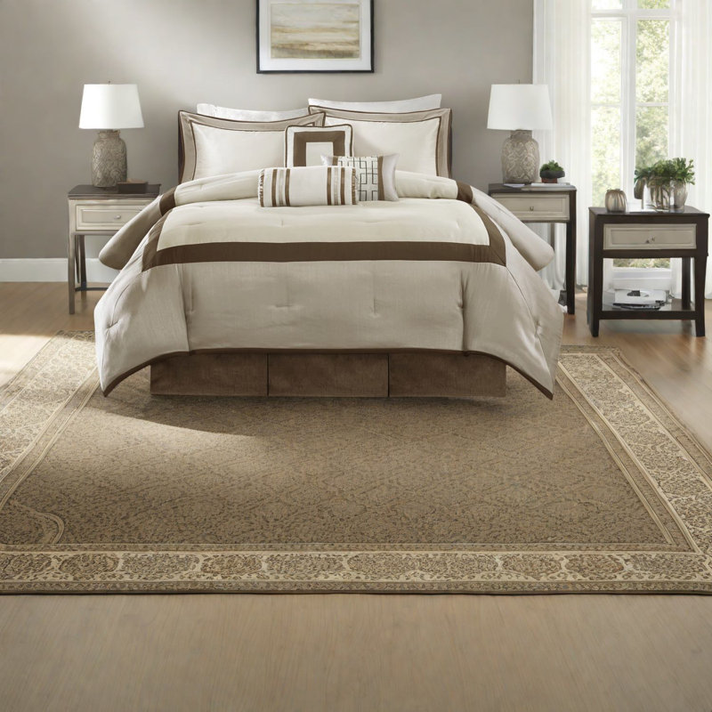 Luxurious Transitional Bedding Sets, Taupe Polyester, Hotel Style King