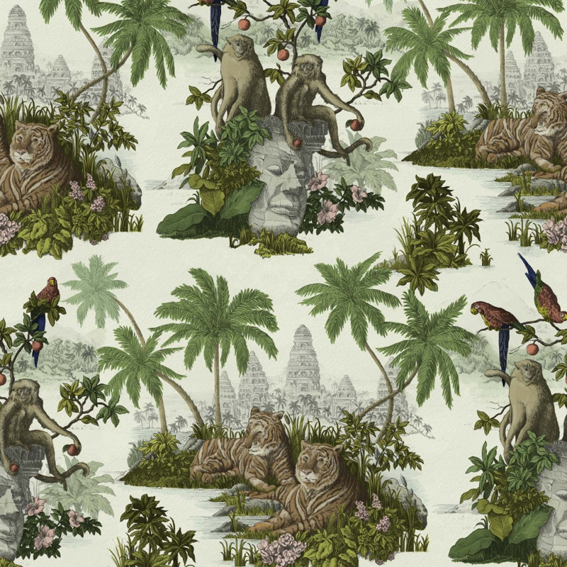 Sumatra 9.84' L x 70.8" W Wallpaper Roll, Green/Brown