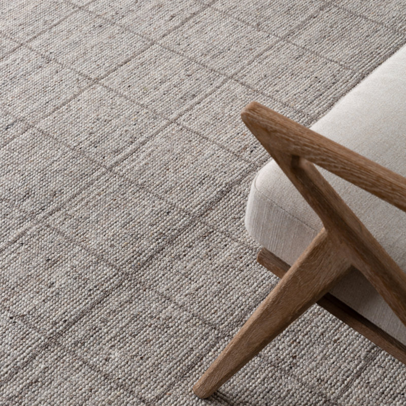 Tapis en laine et polyester tissés à la main taupe, Rectangle de 5 pi x 8 pi