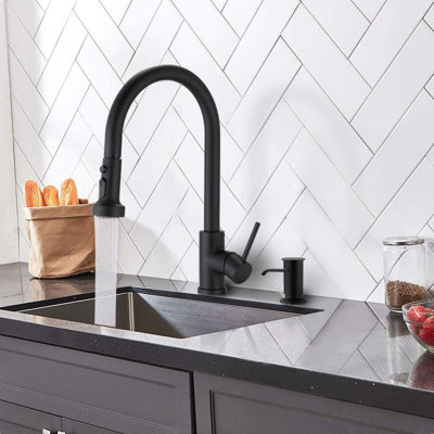 MAXWELL Pull Down Kitchen Faucet with and with Soap Dispenser