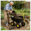 Chariot de jardin robuste à 4 roues avec pneus pneumatiques - Camion à benne basculante pliable en acier poly pour travaux extérieurs