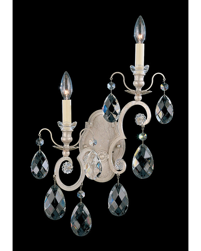 Renaissance 2 - Light Candle Wall Light, Black, Left, Handcut Clear