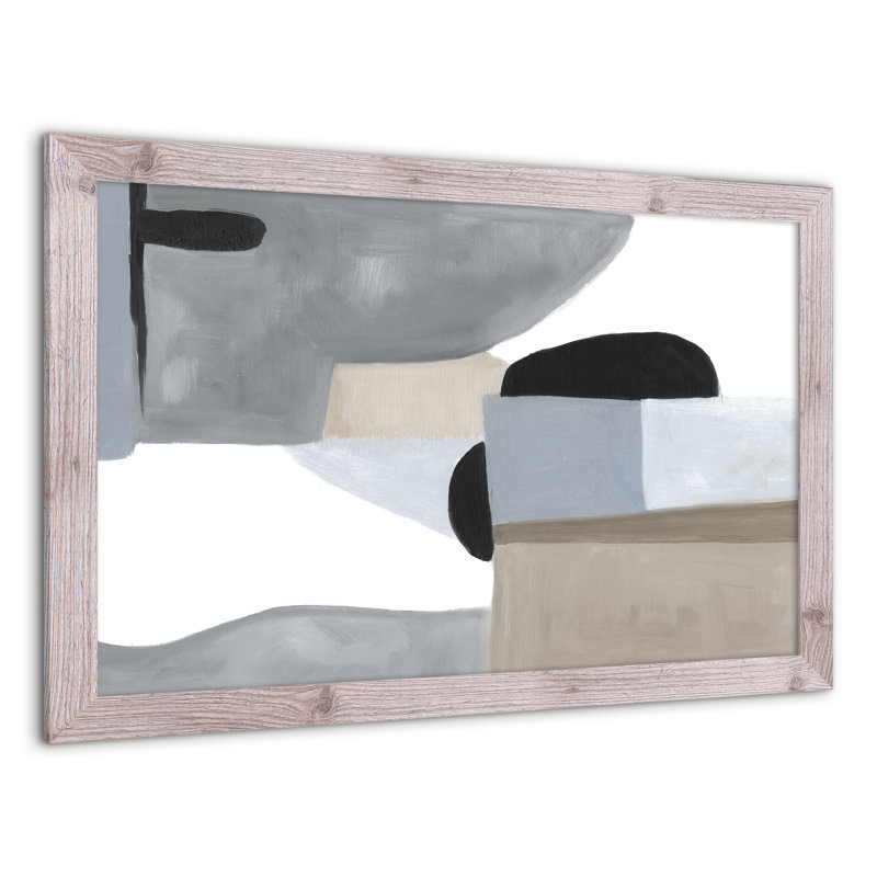 Gris et bleus abstrait - peinture, H 24 po x l 36 po x P 0,75 po, Cadre photo blanc en acrylique