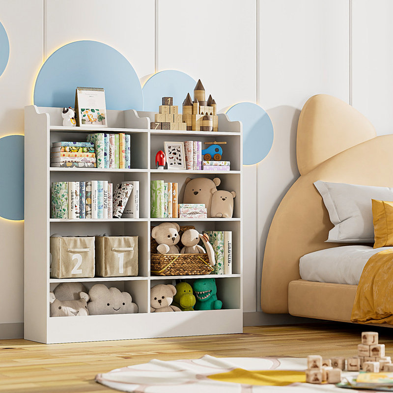 Hartleigh 49" H 5 Tier Kids Bookshelf with 10 Cubes, White