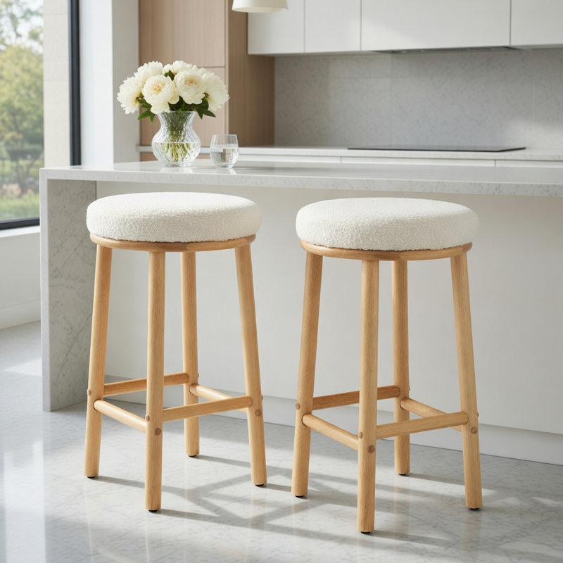  Ensemble de 2 tabourets de bar 27 pouces en tissu Boucle