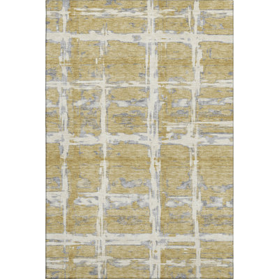 Premium Machine Washable Prisco Gold Rug