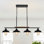 Luminaire suspendu noir 4 lumières pour îlot de cuisine 4 lumières