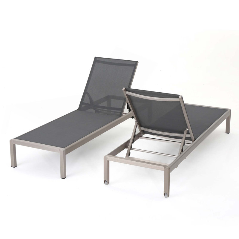 Chaises longues inclinables de 77,56 po Caggiano, Cadre gris pâle