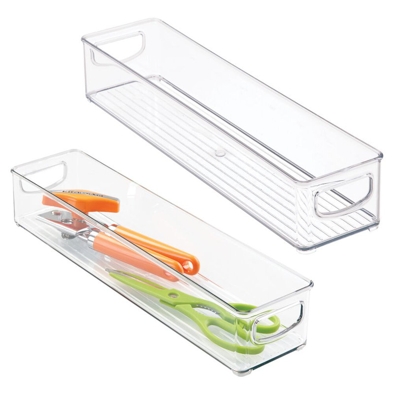 Ensemble de 2 bacs de rangement pour garde-manger empilables avec poignées iDesign - Transparent