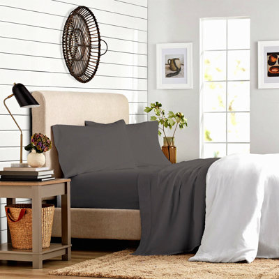 UltraSoft Jersey Knit Full Size Sheet Set - 4Pc Deep Pocket Bedding, Dark Gray All Season Bed Sheets, Wrinkle Resistant Easy Care Fabric
