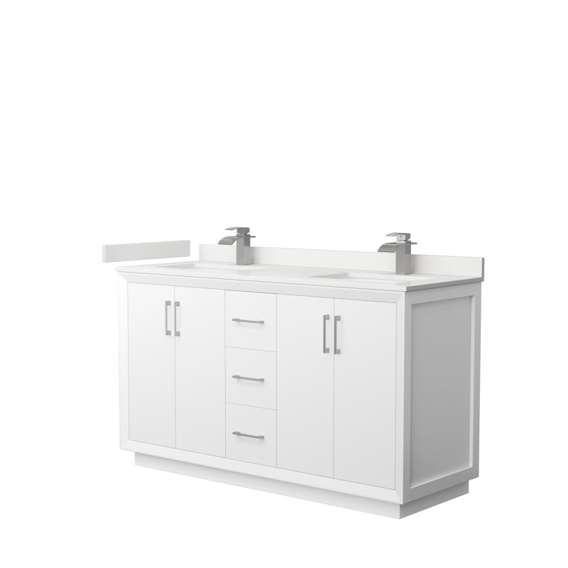 Strada 60'' W Double Vanity, WDX13382, White, Brushed Nickel
