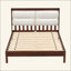 Structure de lit plateforme en bois massif avec tête de lit tapissier en velours beige, aucun sommier tapissier requis-129743465-129743464