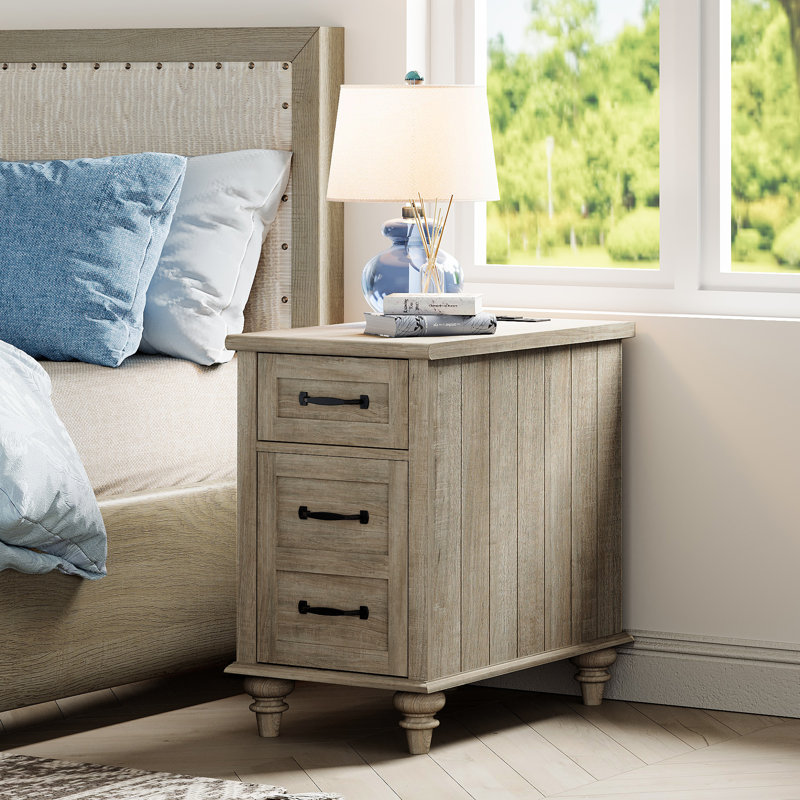 Scarlett 25'' Tall 1 - Drawer Nightstand in White&Brown, Gray