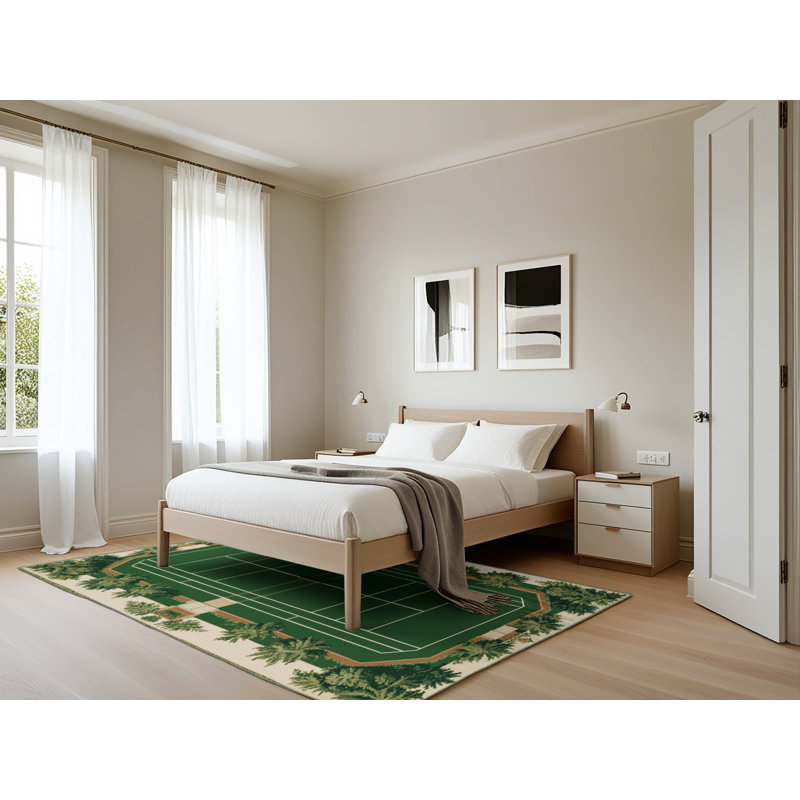 Tapis vert français lavable à la machine, Rectangle 5 pi x 7 pi