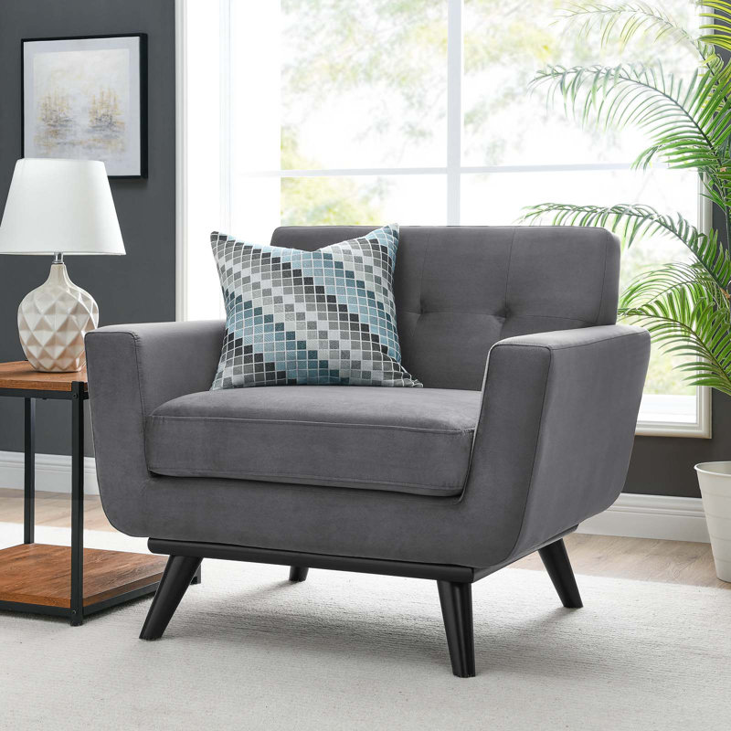 Fauteuil Engage, Velours gris