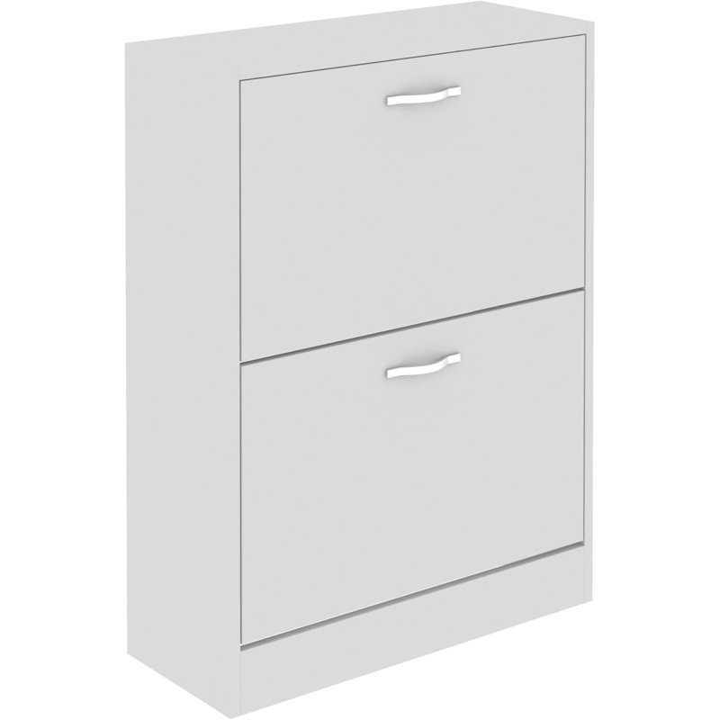 Drawer Flip Down Shoe Storage Free Standing Cabinet For Hallway, White, 80" H x 60" W x 24" D