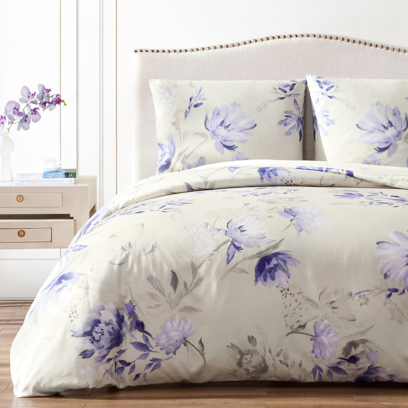 Egyptian Cotton Cotton Sateen Duvet Cover Set Set, King Duvet Cover + 2 King Shams