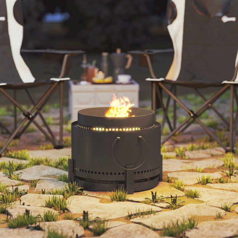 Round Metal Charcoal Smokeless Fire Pit
