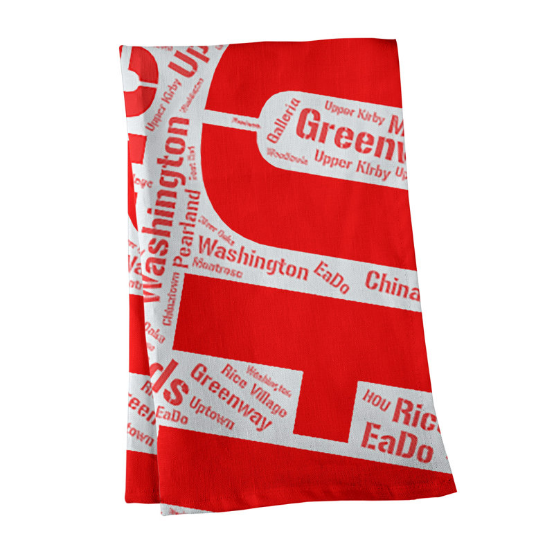 Cotton Tea Towel Kitchen Towel, Red, Houston