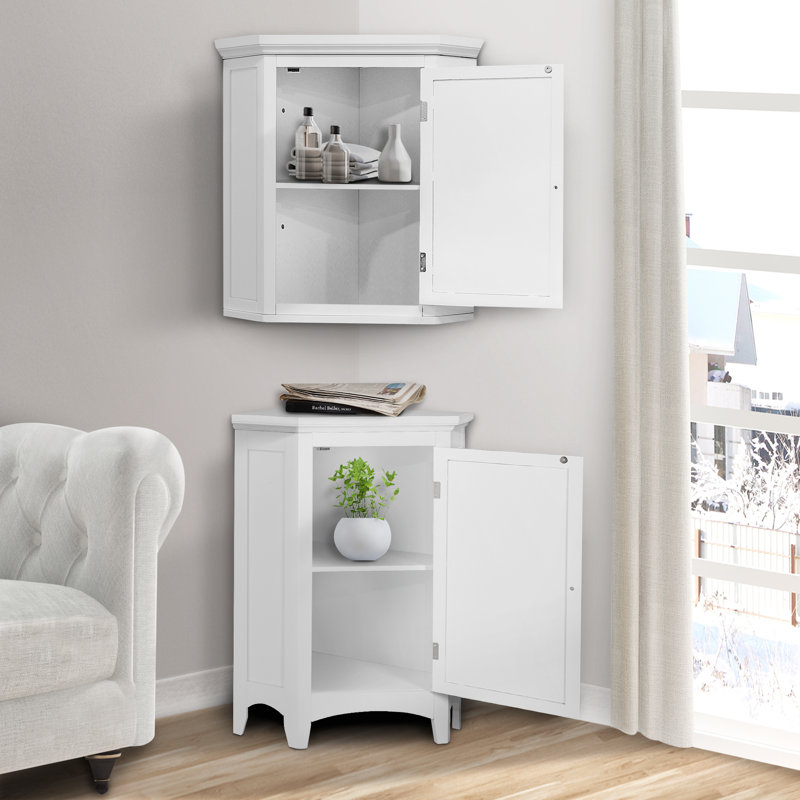Armoire murale de coin amovible 22,55 po x 24 po Zal Teamson Home Glancy, Blanc