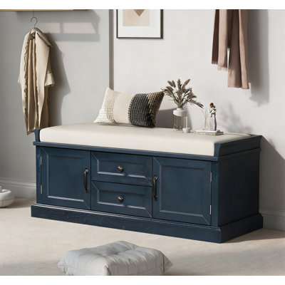 Storage Bench with 2 Drawers and 2 Cabinets
