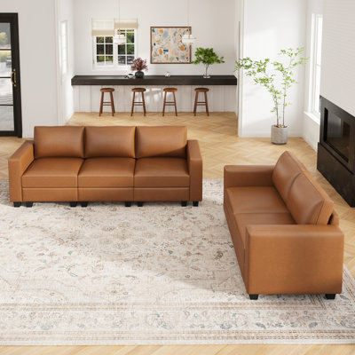 Abramson Faux Leather 2-piece Sofa Set For Modern Living Room