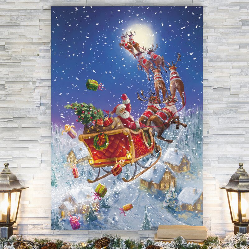Christmas Wall Art Decorations : Santa's Sleigh On Canvas Print