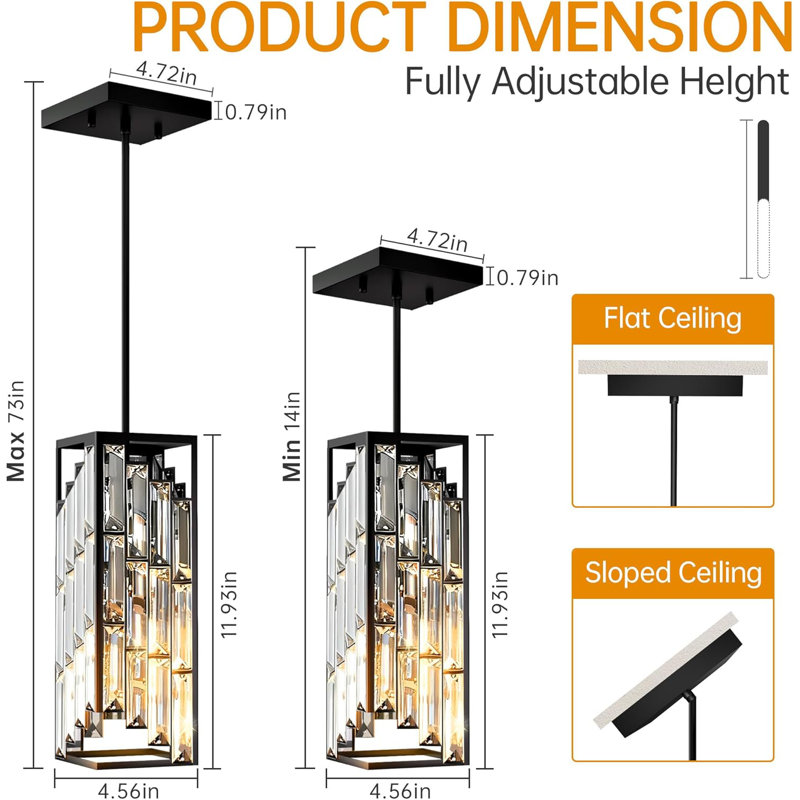 Ensemble de 3 mini-lustres en cristal et luminaires suspendus modernes