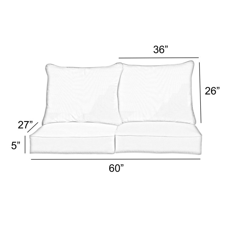 Outdoor 5'' Loveseat Seat / Back Cushion, 5" H x 30" W x 27" D