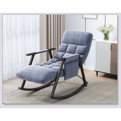 Chaise berçante pliante décontractée rembourrée, chaise berçante de détente réglable à haut dossier et repose-pieds