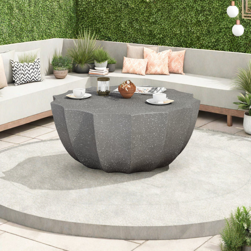 35.43" Modern Outdoor And Indoor Waterproof Coffee Table, Durable Mgo Cement Design, Suitable For Terraces, Gardens, Backyards And Living Rooms