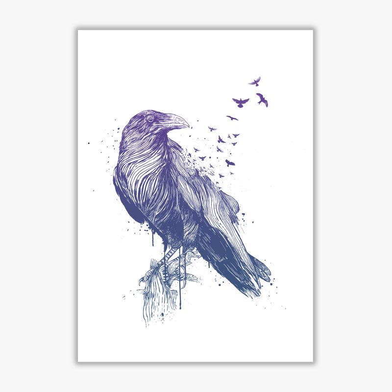Born To Be Free Raven by Mercedes Lopes Charro - Print, 59.4 cm H x 42 cm W x 1 cm D, No Frame