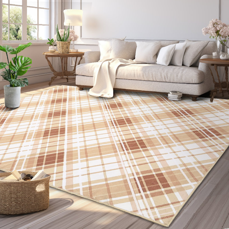 Striped Machine Washable Rugs Geometric Modern Non-Slip Rug for Living Room Bedroom Nursery Dining Table Bedside Decor
