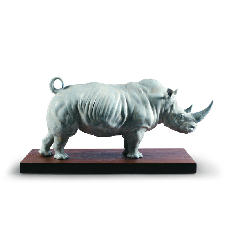 Rhino Figurine, 8.66" H x 17.72" W x 7.48" D, Black