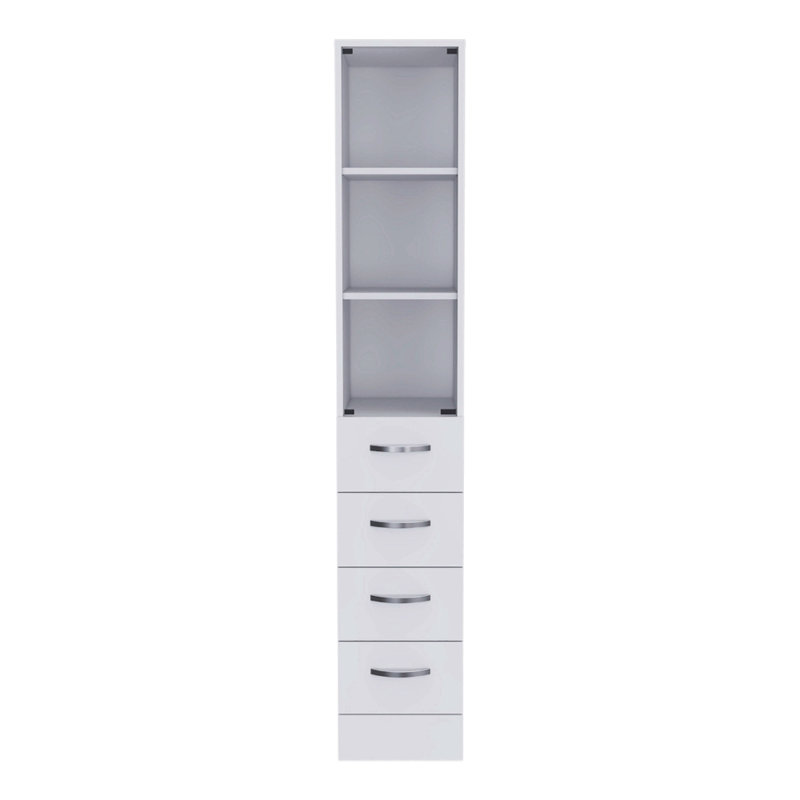 Ensemble de salle de bain 2 pièces, meuble-lavabo autoportant Acra + armoire à linge Magna, blanc