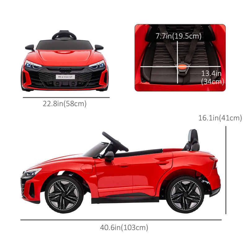 Red 12-Volt Battery Powered Ride-On Car with Remote Control