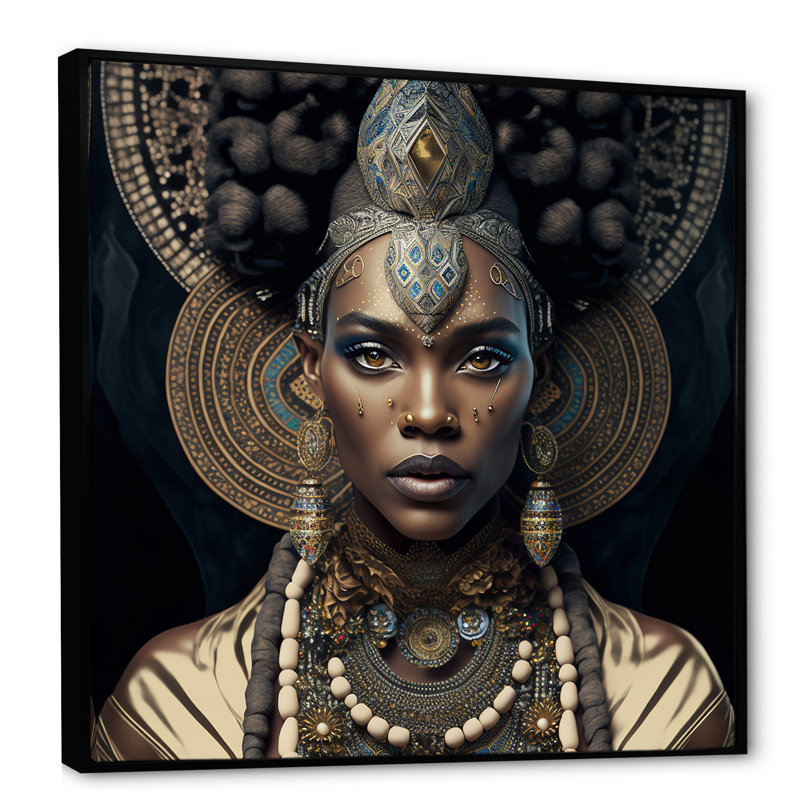 «Maspeth Tribal African Woman II», reproduction d'art sur toile encadrée, H 36 po x l 36 po, Toile avec cadre flottant, Noir