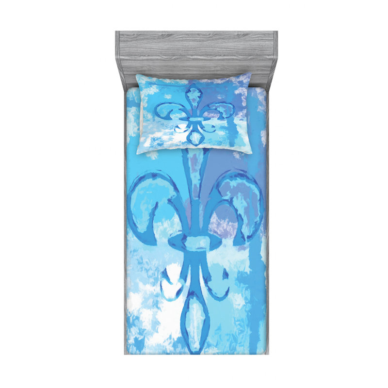 Fleur De Lis Microfiber Sheet Set, Twin Sheet Set + Fitted Sheet + 1 Pillowcase