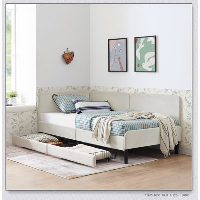 Structure de lit plateforme tapissier avec 2 tiroirs de rangement, canapé-lit ajustable en velours pour plus d'espace et de confort