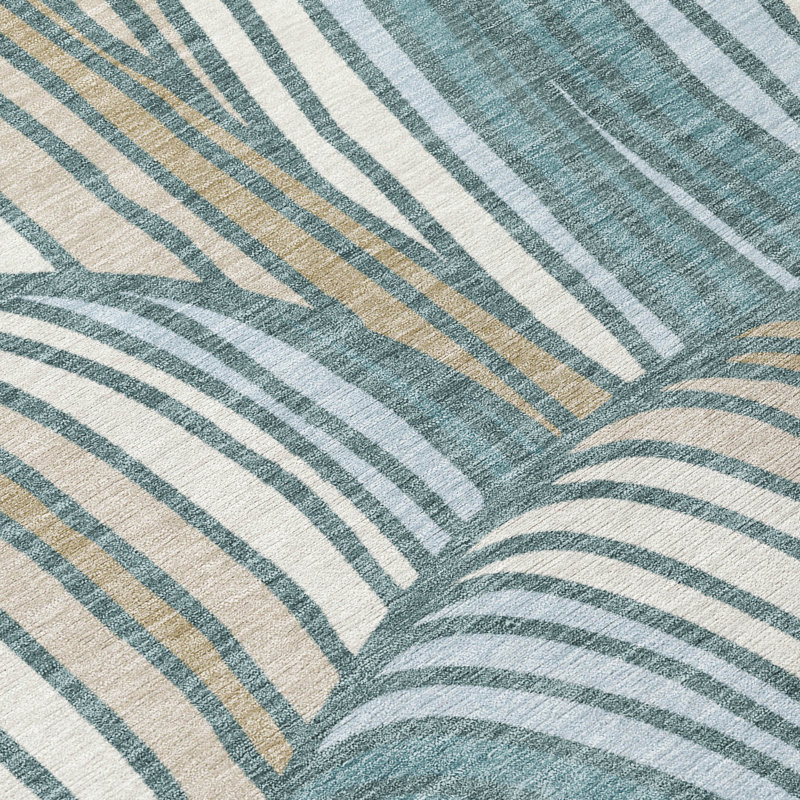 Machine Washable Indoor/Outdoor Chantille ACN2546 Mid-Century Modern Rug, Runner 2'3" x 7'6", Teal