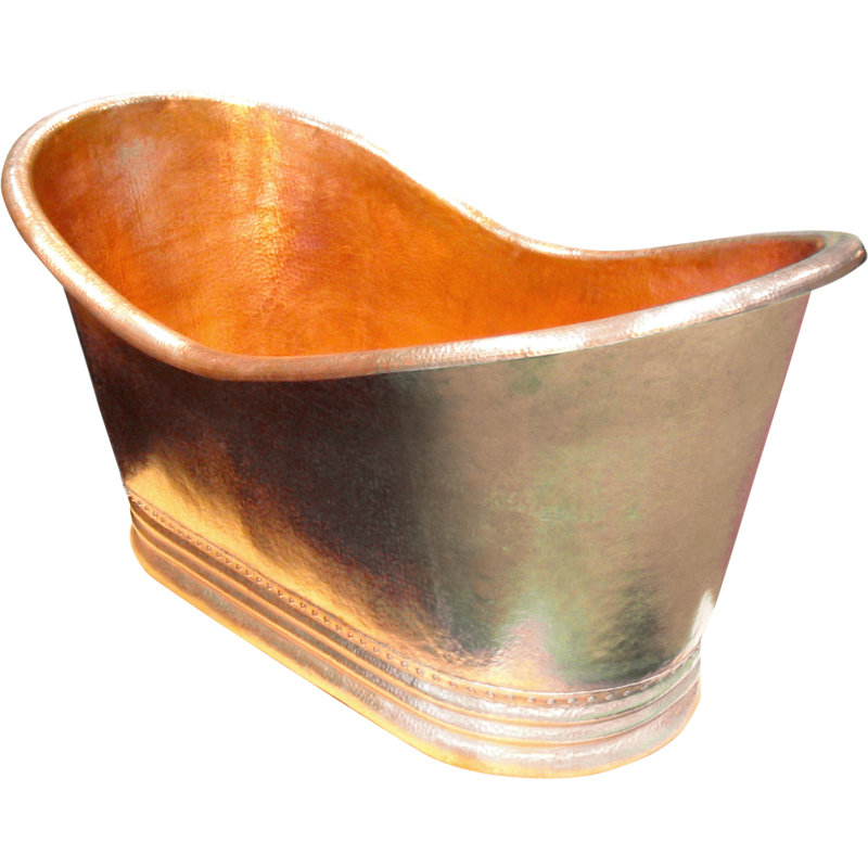 Juliana 71'' x 37'' Soaking Copper Bathtub, Dark Smoke Copper, Left, Center