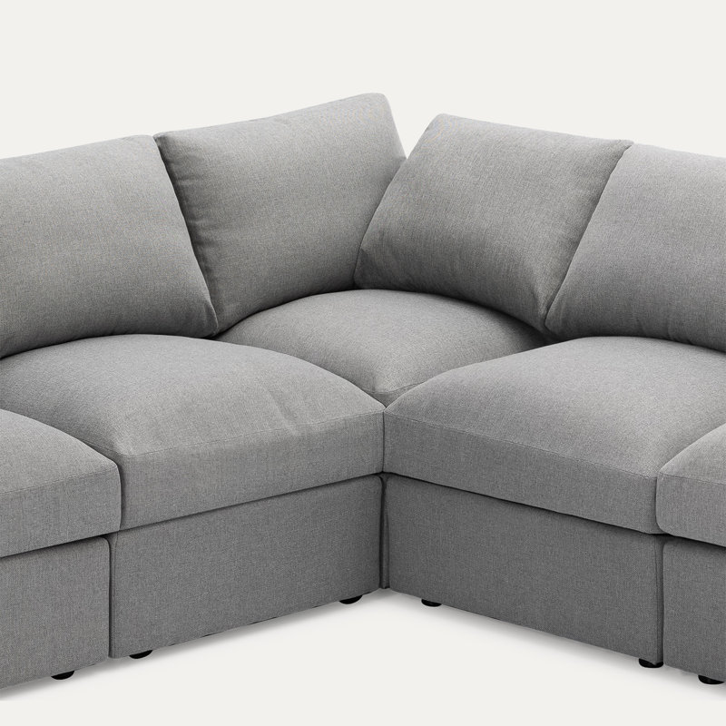 Anastassia Upholstered L-Shaped Sectional Symmetrical, Light Gray 100% Polyester