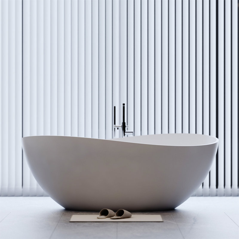 Baignoire de trempage autoportante de luxe avec trop-plein blanc mat