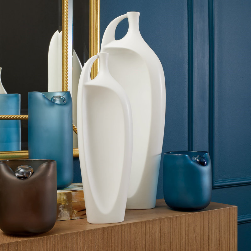Poise Vase, 12.75" H x 5.75" W x 5.75" D, Blue
