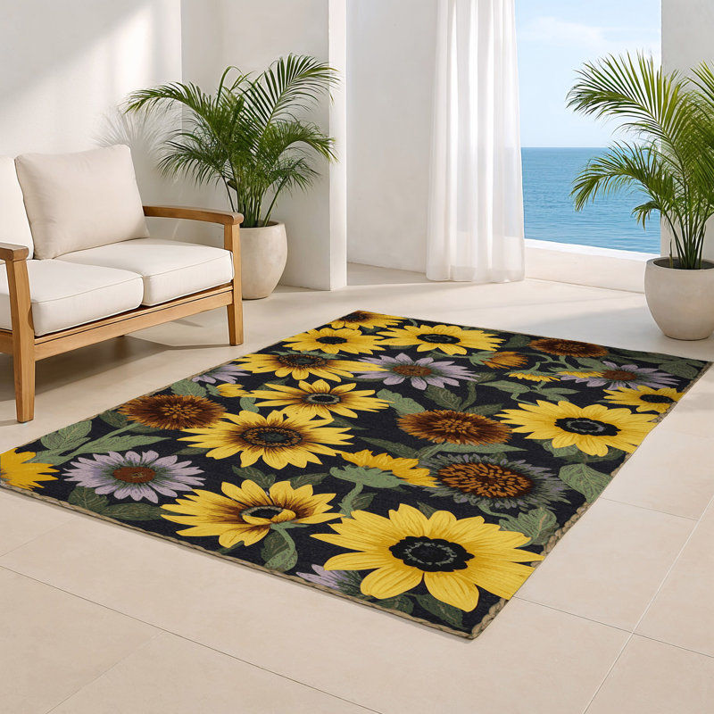Tapis d'intérieur et d'extérieur brun Botanical, Rectangulaire 8 pi x 10 pi