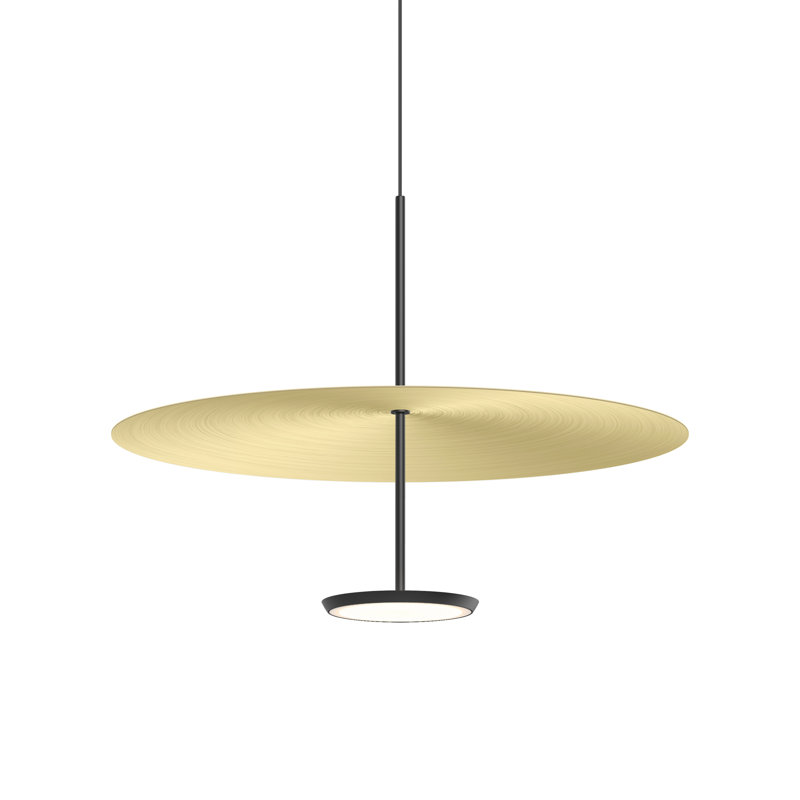 Sky Dome 1 - Light LED Pendant, 17.5" H x 24" W x 24" D, Brushed Brass, Matte Black