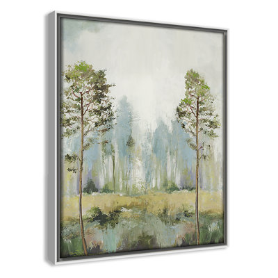 Teton Tall Green Trees II by Teton Pearce - Floater Frame Print on Canvas