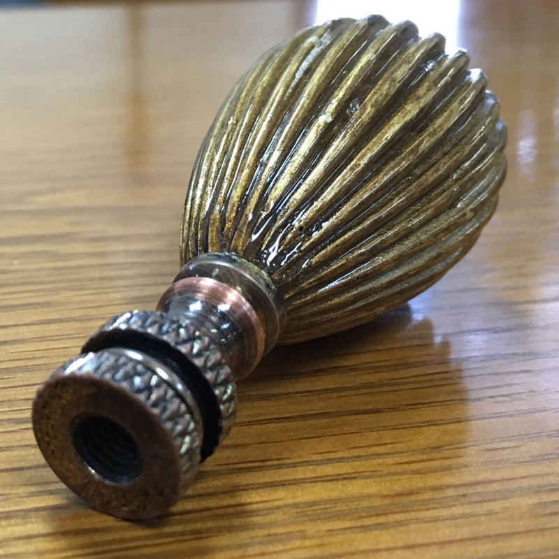Vase Shaped Lamp Finial, Antique Brass