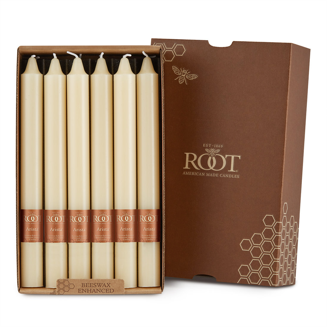 Root Candles Unscented Taper Candle, 9" H x 0.88" W x 0.88" D, Buttercream