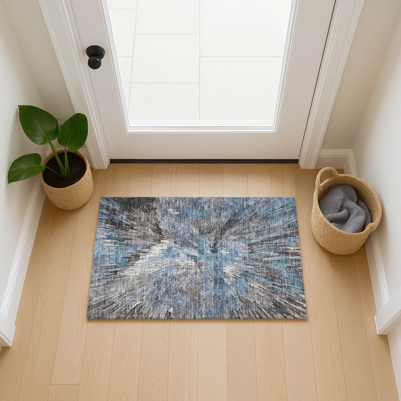 Machine Washable Indoor/Outdoor Pablo ACN2283 Abstract Rug, Rectangle 1'8" x 2'6"